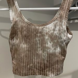 Shein Brown and White Tie Dye Tank Top